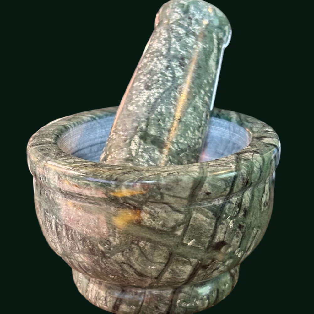 Green Marble Mortar and Pestle
